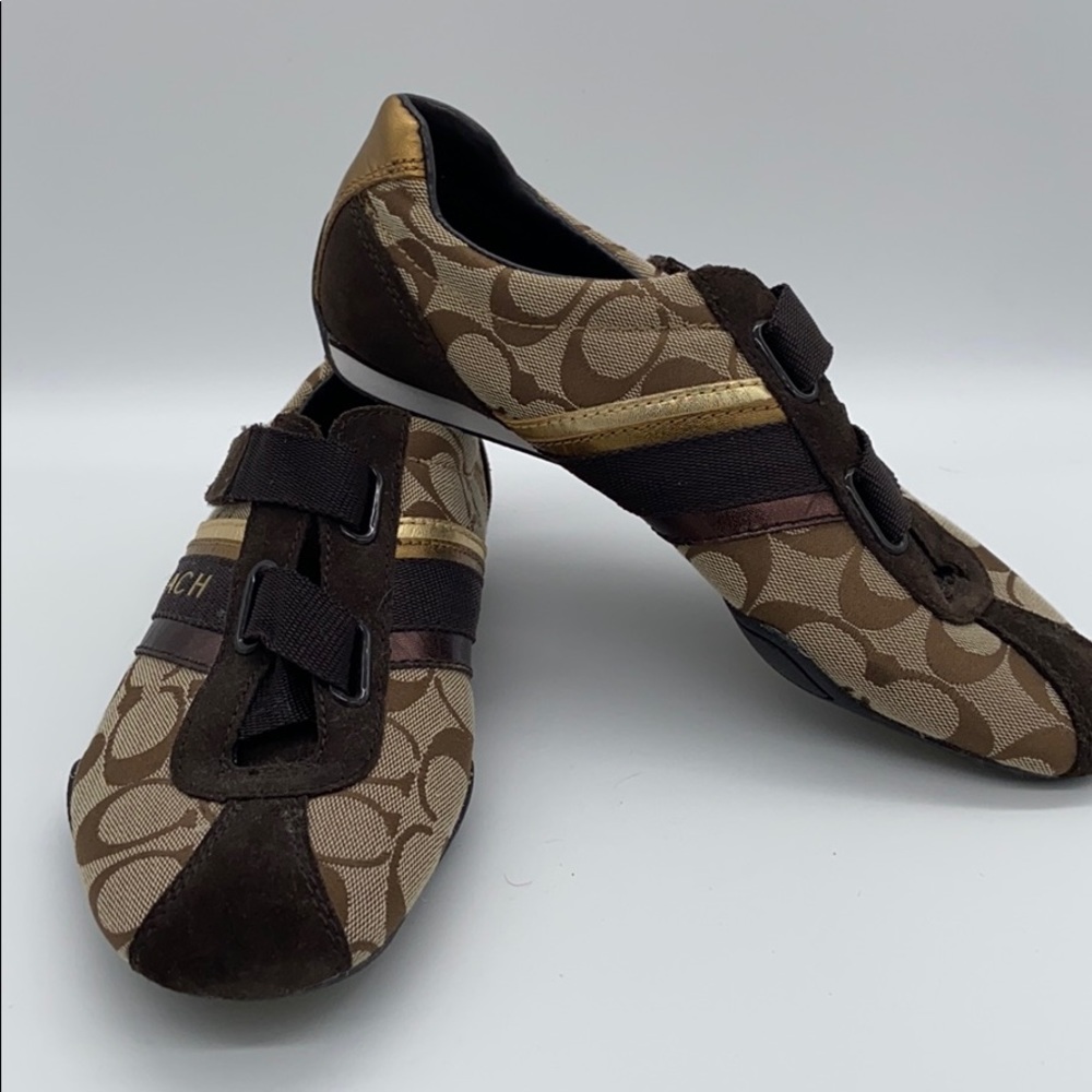 Coach Logo Fabric Suede/Leather Trim Sneakers 7.5M